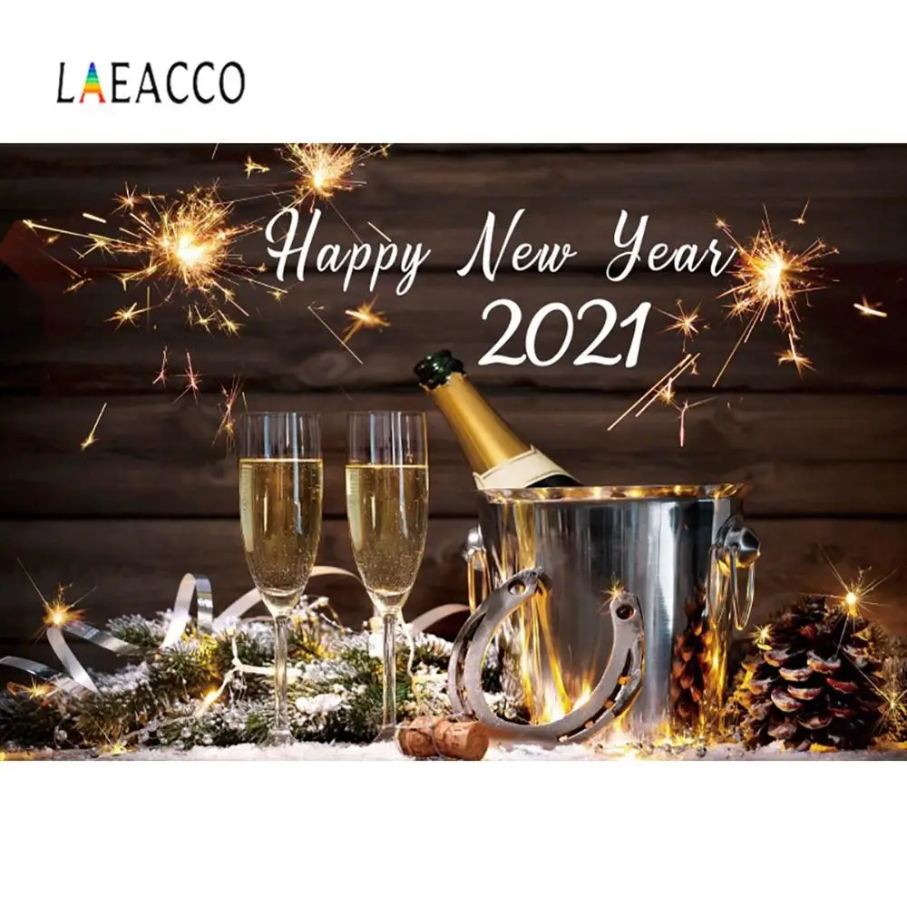 Laeacco новый год 2021 празднование каникулы шампанского праздничный постер в виде