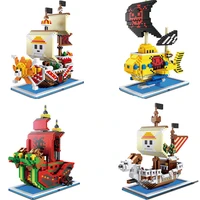 micro brick one piece pirates ship block set going merry thousand sunny snake law submarine building toy for kids
