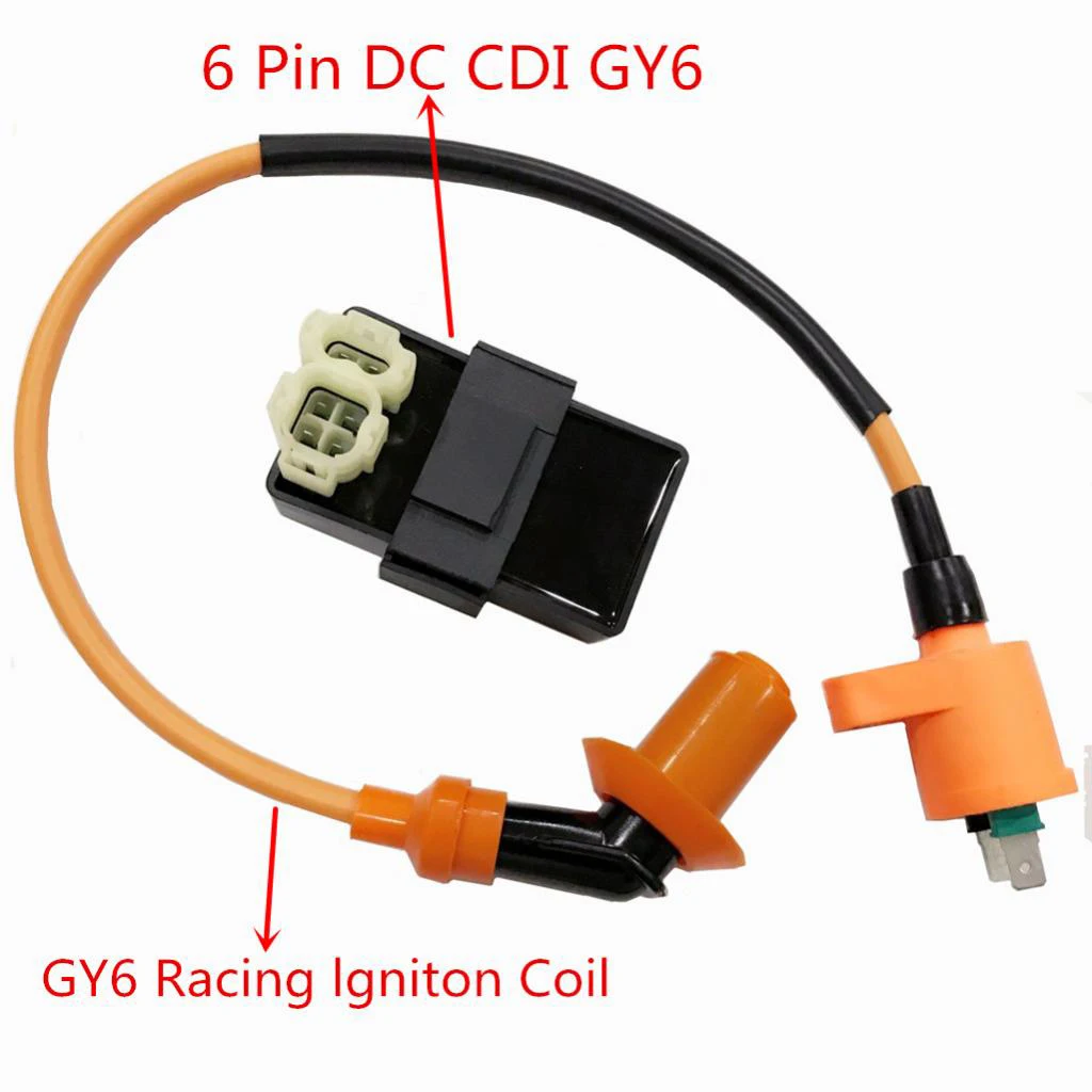 GY6 Go Kart 125cc 150cc катушка зажигания + 6 Pin CDI коробка круглая вилка|Детали и аксессуары