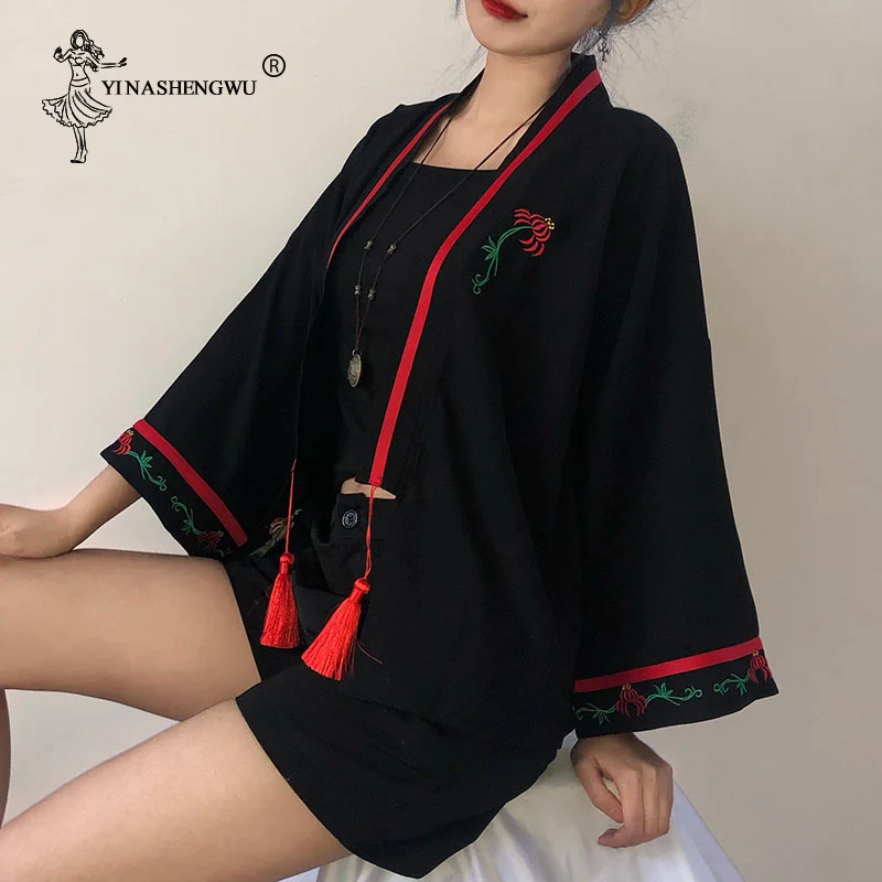 Yukata женское кимоно с поясом Блузка Новая мода кимоно блузка японский веер принт Женская рубашка Летний солнцезащитный Топ Япония Женщины