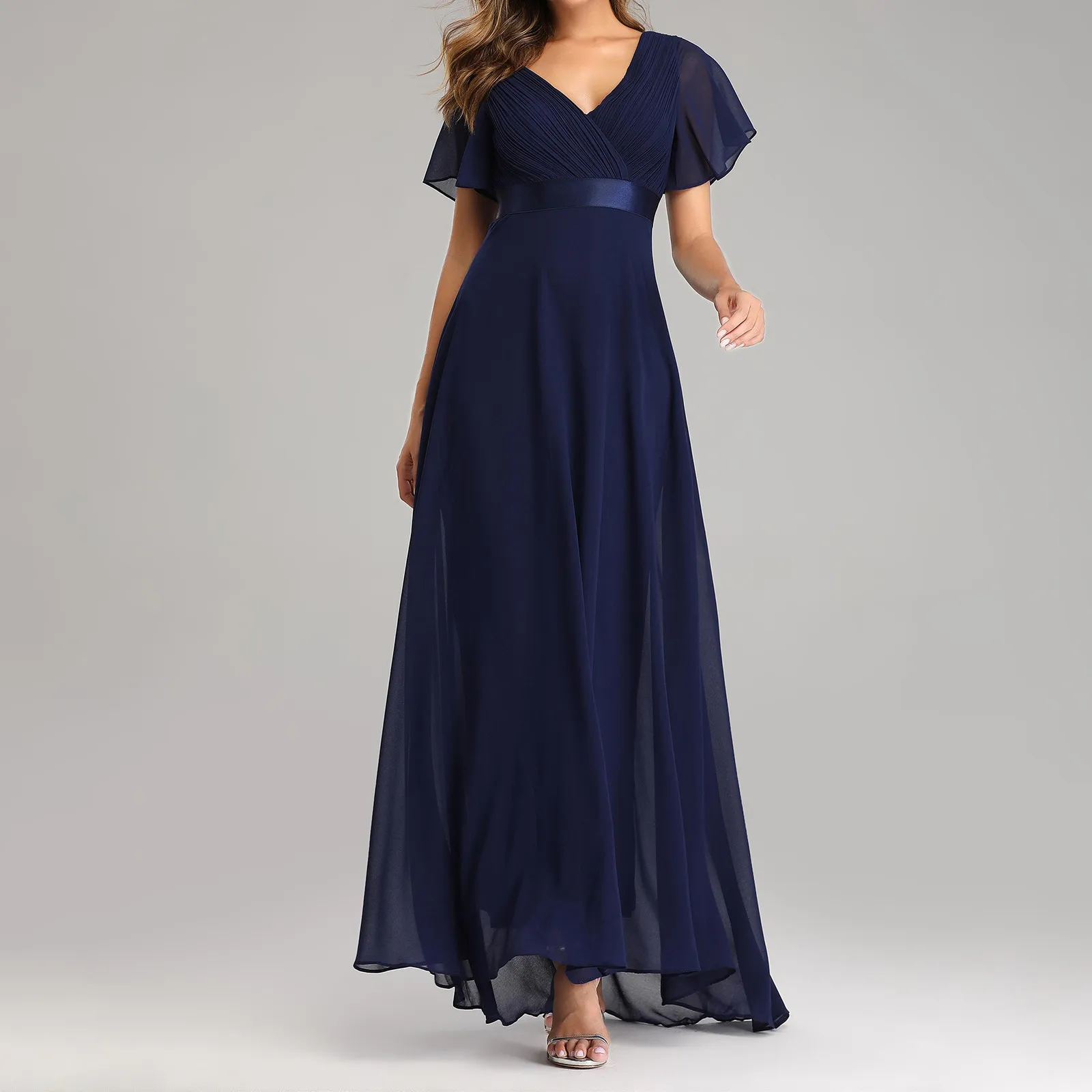 40 # размера плюс вечерние Платье Для женщин большие качели V образным вырезом