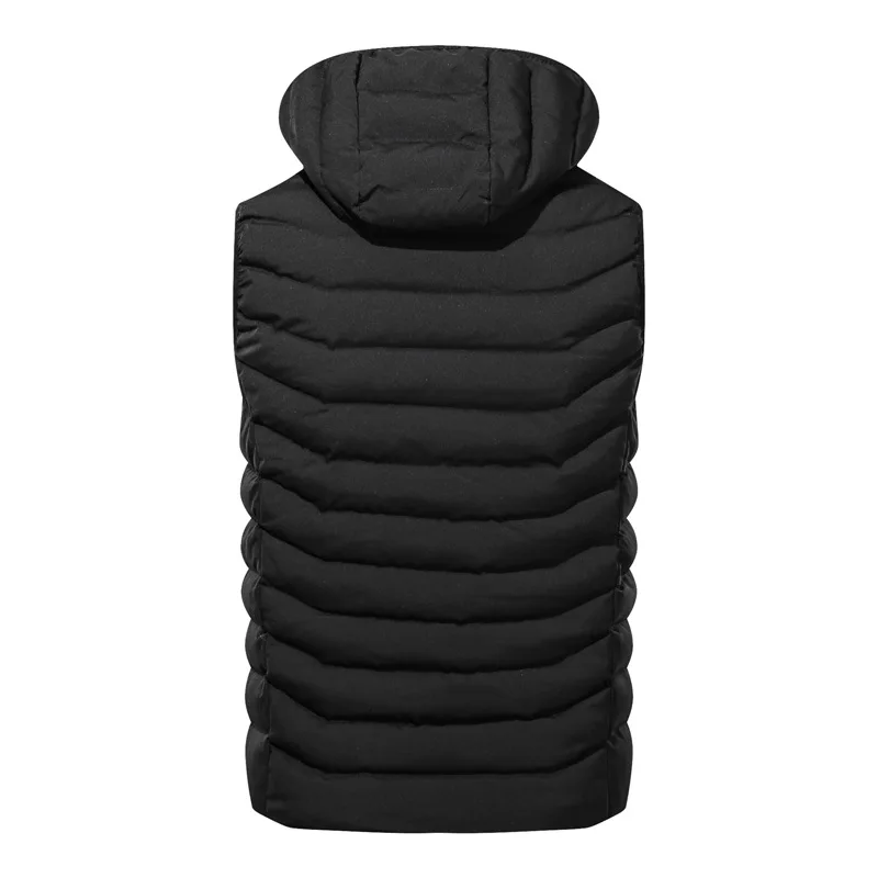 

Men's 2021 Autumn Winter New Thick Hooded Sleeveless Vest Jacket Men's Fashion Color Matching Vest Winter Casual Warm Vest Men