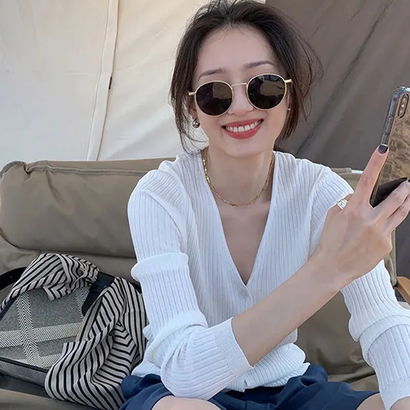 

Summer Retro Show Temperament Woman Glacier Hemp LONG THIN Coat Silk Coat Lycras Sun protection Joker Knitwear Sensuality Sweet