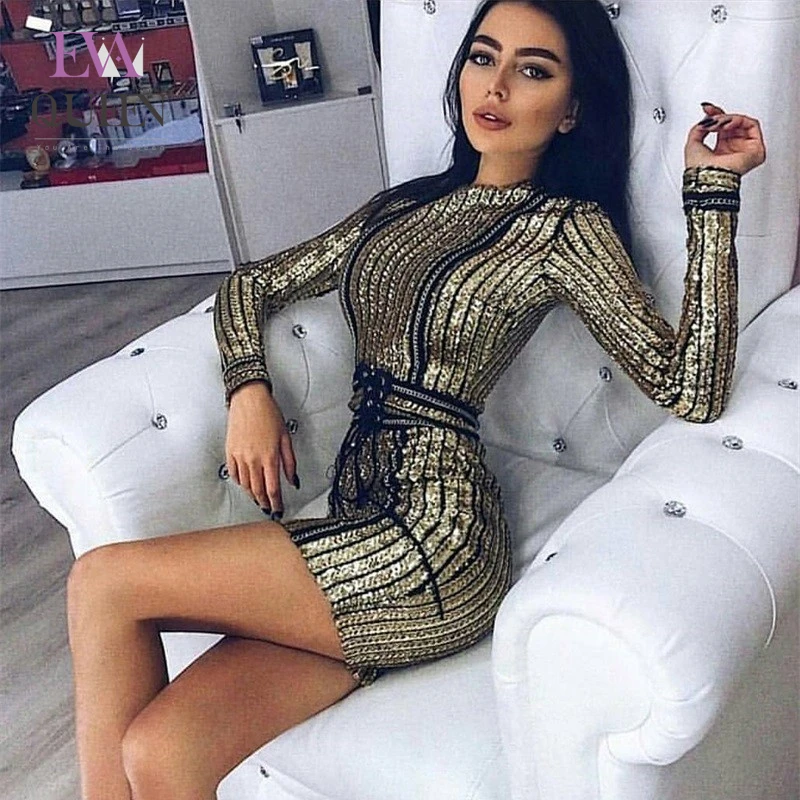 EvaQueen/осеннее облегающее платье с блестками для женщин сексуальное зимнее в