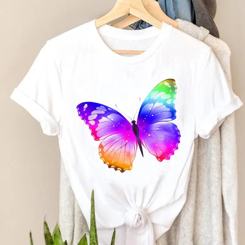 

Женская футболка с принтом бабочки, футболка с коротким рукавом и графическим принтом, 2022
