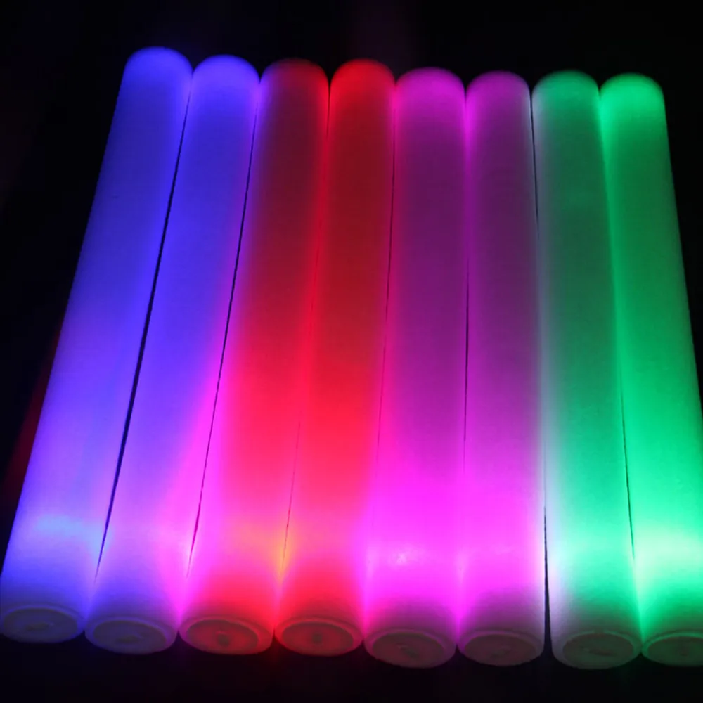 

1PCS LED Foam Glow Sticks Multi Color LED Foam Stick Reuseable Light Up Wands Cheer Batons Rally Rave Kids Party Toy