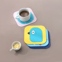 3 pcs pvc silicone heat insulation pad household square cartoon thickened anti scalding placemat coaster