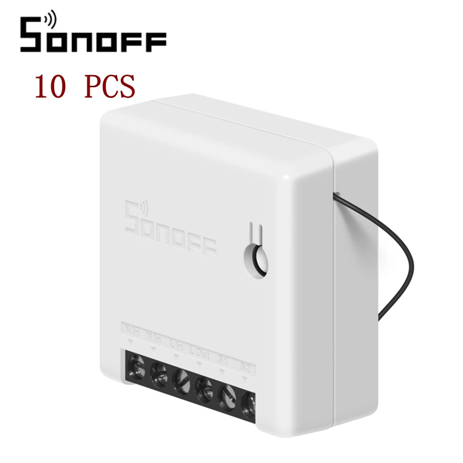 10 PCS SONOFF 10 шт. мини двухсторонний умный переключатель приложение голосовой таймер управление DIY Автоматизация умный дом работа с внешним переключателем для Google - Комплект: 10 PCS