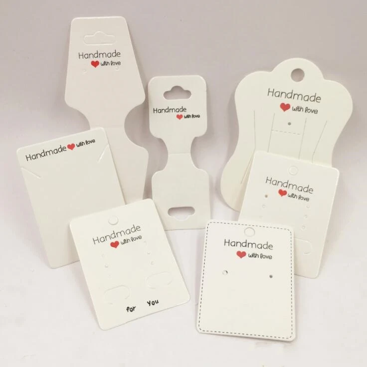 50pcs Handmade With Love Necklace Earring Jewelry Display Cards for Bracelet Packaging Holder DIY Package Card | Украшения и