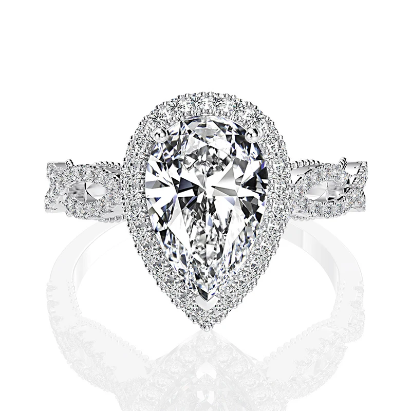 OEVAS роскошное 100% 925 пробы Серебряное 6 карат груша созданное Moissanite драгоценный