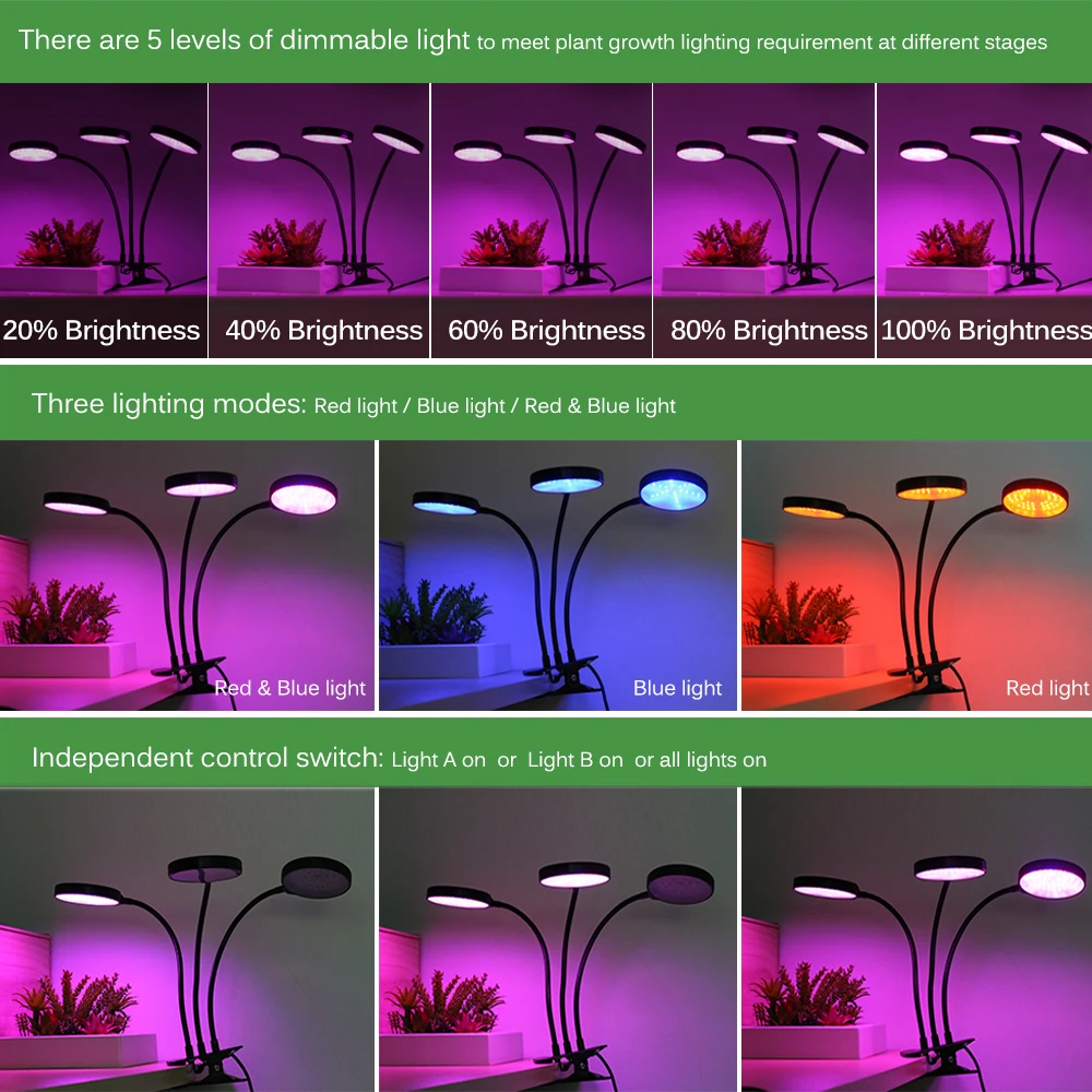 

Full Spectrum Phyto lamps DC5V USB LED Grow Light 9W 15W 18W 27W 30W 45W Desktop Clip Phyto Lamps for Plants Flowers Green House