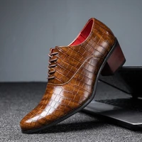 hot sale crocodile mens heel shoes formal leather brown men loafers dress shoes fashion mens casual shoes zapatos hombre 2021