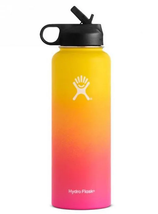 yellow-pink 40OZ 1100 мл бутылка для воды из нержавеющей стали гидро колба Вакуумная бутылка для воды Изолированная широкий рот Путешествия Портативная термальная бутылка 40 унций - Цвет: yellow-pink 40OZ