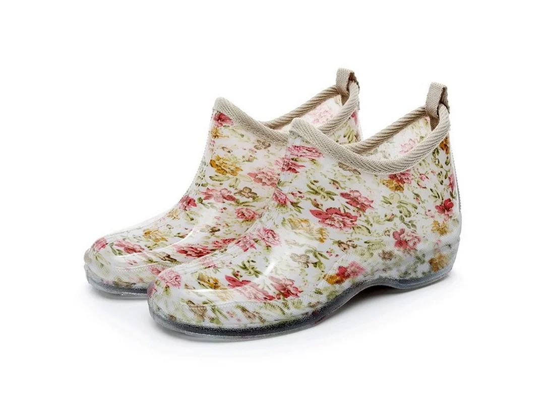 

comemore Shallow Mouth Rainshoes Short Waterproof Non-Slip Rubber Water Shoes Women's Rain Shoes Lightweight Casual Rain Boots