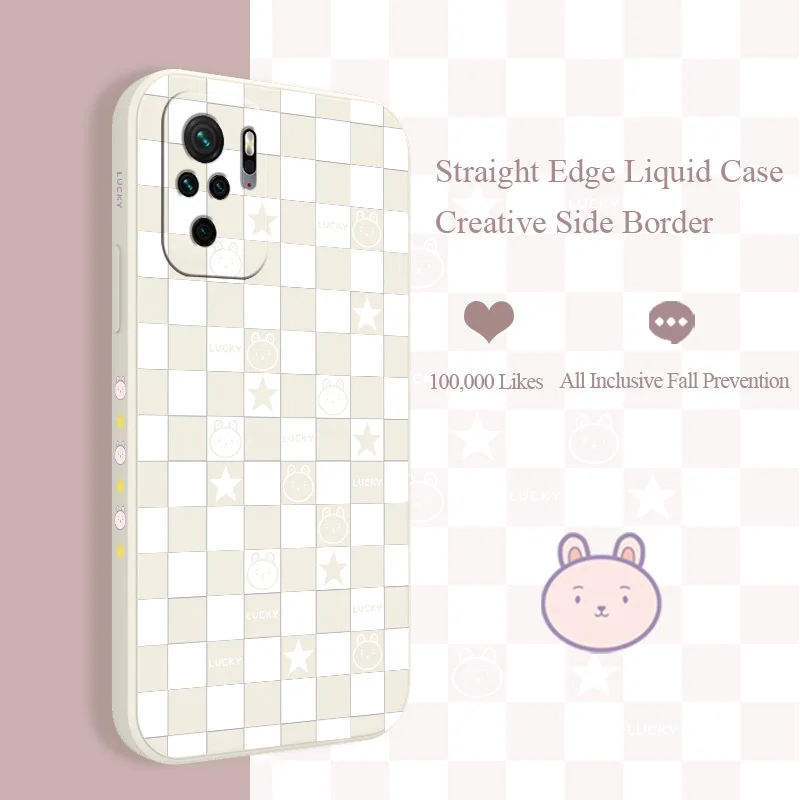

Love Grid Liquid Silicone Phone Case For Xiaomi Redmi Note 10 10S 9T 9 8 7 Pro Max Redmi 9 9A 9T K40 K30 K20 Pro Soft Back Cover