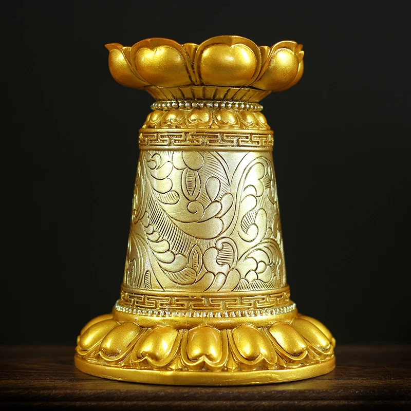 

13.5cm Classic Resin Tibetan Buddhist Supplier Delicate Lotus Base Decorate Hand Cranking Prayer Wheel Base