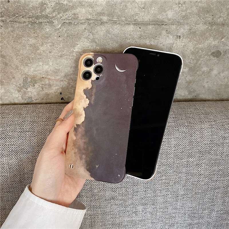 Фото Звездное небо Луна Пейзаж телефонный чехол для iPhone 11 12 12Pro 13 X XR XSMax Жесткие ПК Чехлы для iPhone 7Plus 8Plus XS задняя крышка Coque №3
