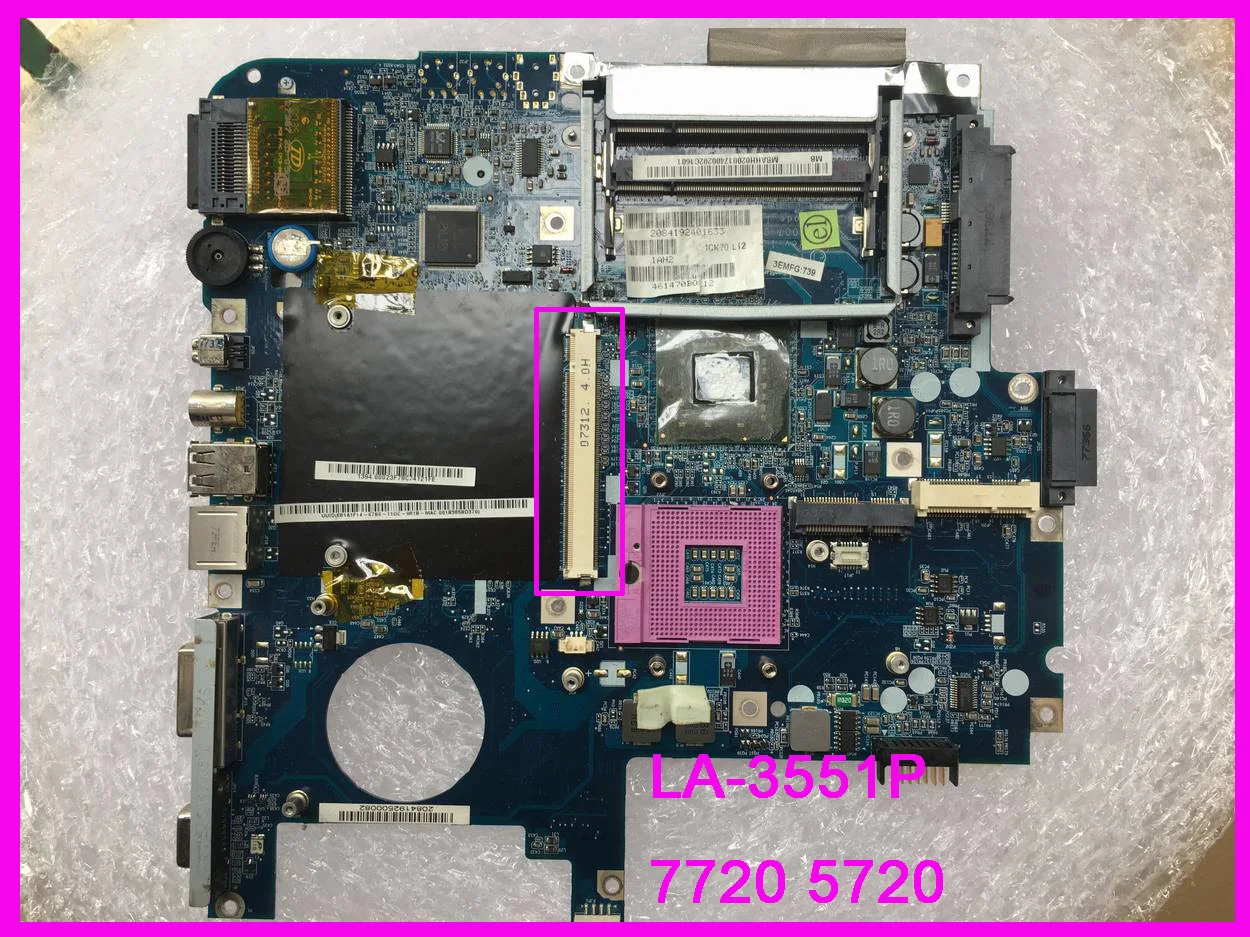 Бесплатная материнская плата cpu LA-3551P ICL50 MBAHH02001 PM965 для ноутбука Aspire 7720 7720G 7320G со