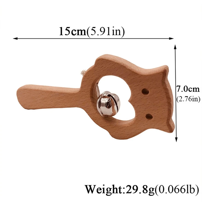 

DIY Cartoon Owl Rattle Natural Beech Wooden teether Pacifier Chain Safety Certification Woode Baby Teether Toys for Newborn Gift