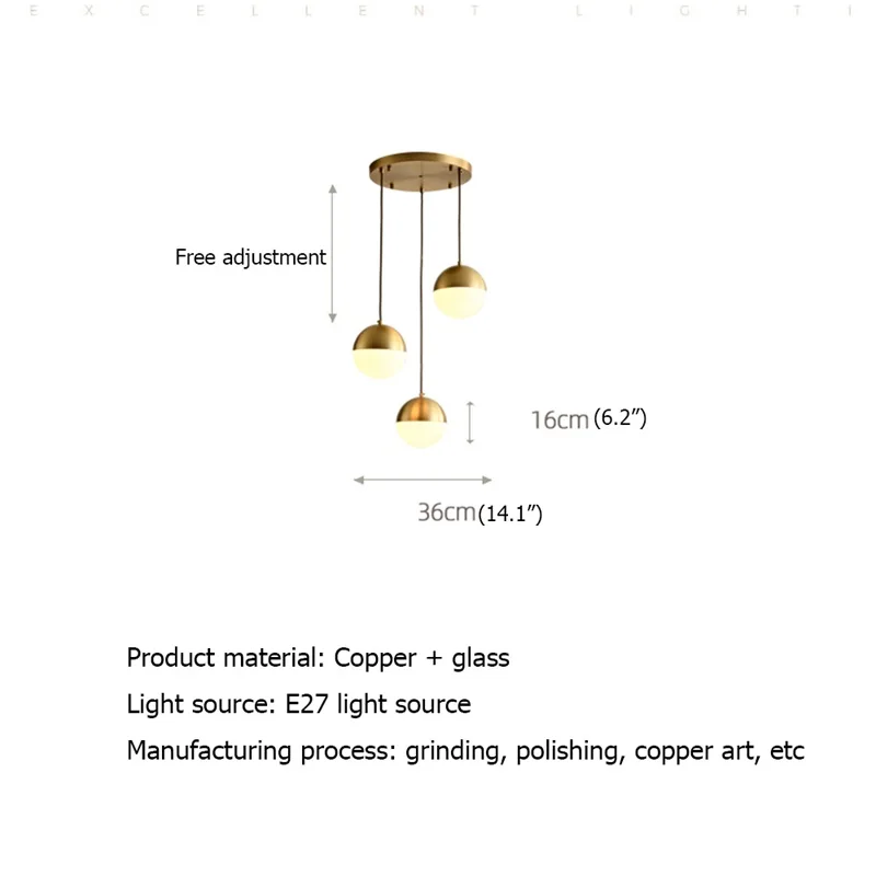Современные подвесные светильники OUFULA медь 220 В 110 современное домашнее