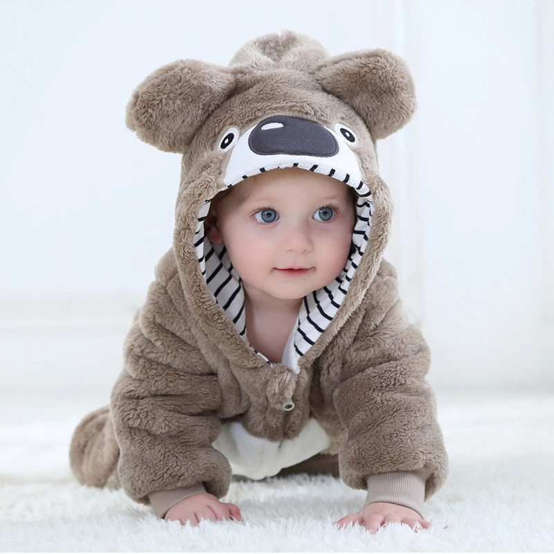 

Baby cartoon jumpsuit newborn hooded baby clothing boy girl pajamas animal jumpsuit jumpsuit bear costume flannel baby rompers
