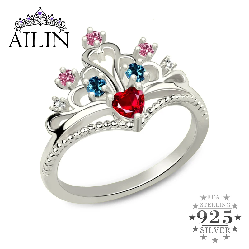 AILIN множество камней искусственное серебро сказочная принцесса тиара кольцо для