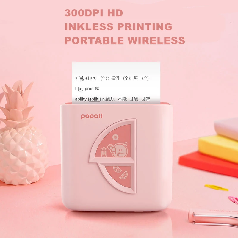 

Poooli L5S Mobile Mini Photo Thermal Printer Bluetooth Portable Pocket Label Printing Inkless 300DPI Phone Journal Impresora