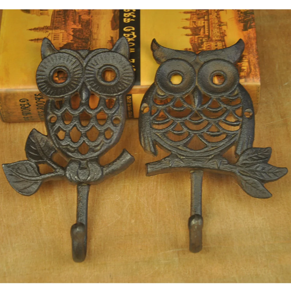 

European Retro Door Back Hook Cast Iron Owl Shape Design Wall Hook Classic Coat Hook Towel Hanger (Thin)