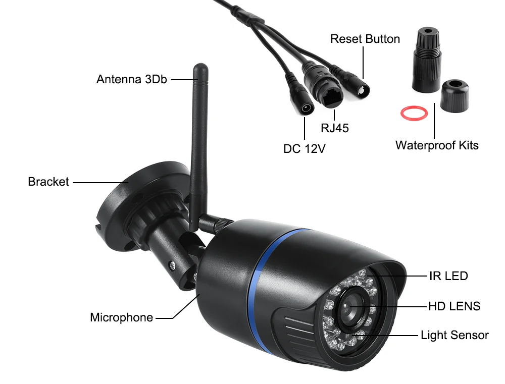 USAFEQLO аудио запись HD 1080P Wifi IP камера P2P 1080P CCTV видеонаблюдения с Micro SD/TF слотом для карт iCsee водонепроницаемый