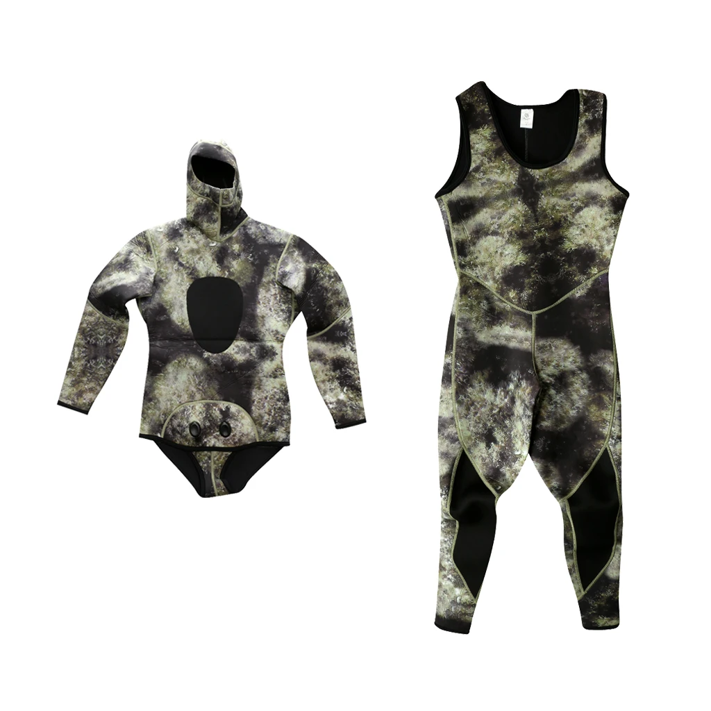 Premium Spearfishing Wetsuits 3mm Neoprene 2-Pieces Hoodie Snorkeling Full Suits Long Sleeve Wetsuit Top for Men Women | Спорт и