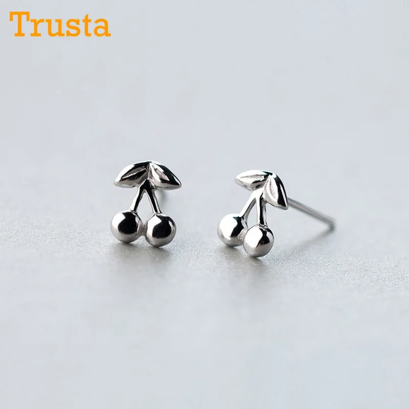 Trusta 925 пробы серебряные модные милые миниатюрные симметричные 5 мм X 5 мм красные серьги-гвоздики в виде яблока подарок для школьниц, детей, леди DS605