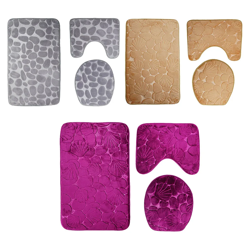Carpet 3pcs Rug Mat Non Slip Drying Bath Set Quick Super Bathroom Soft U-Shaped Pedestal Toilet And Seat Cover | Дом и сад