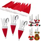 Аксессуары для стола, подставка для столовой посуды, сумка, Рождественская шляпа, Рождественское украшение, Санта-Клаус