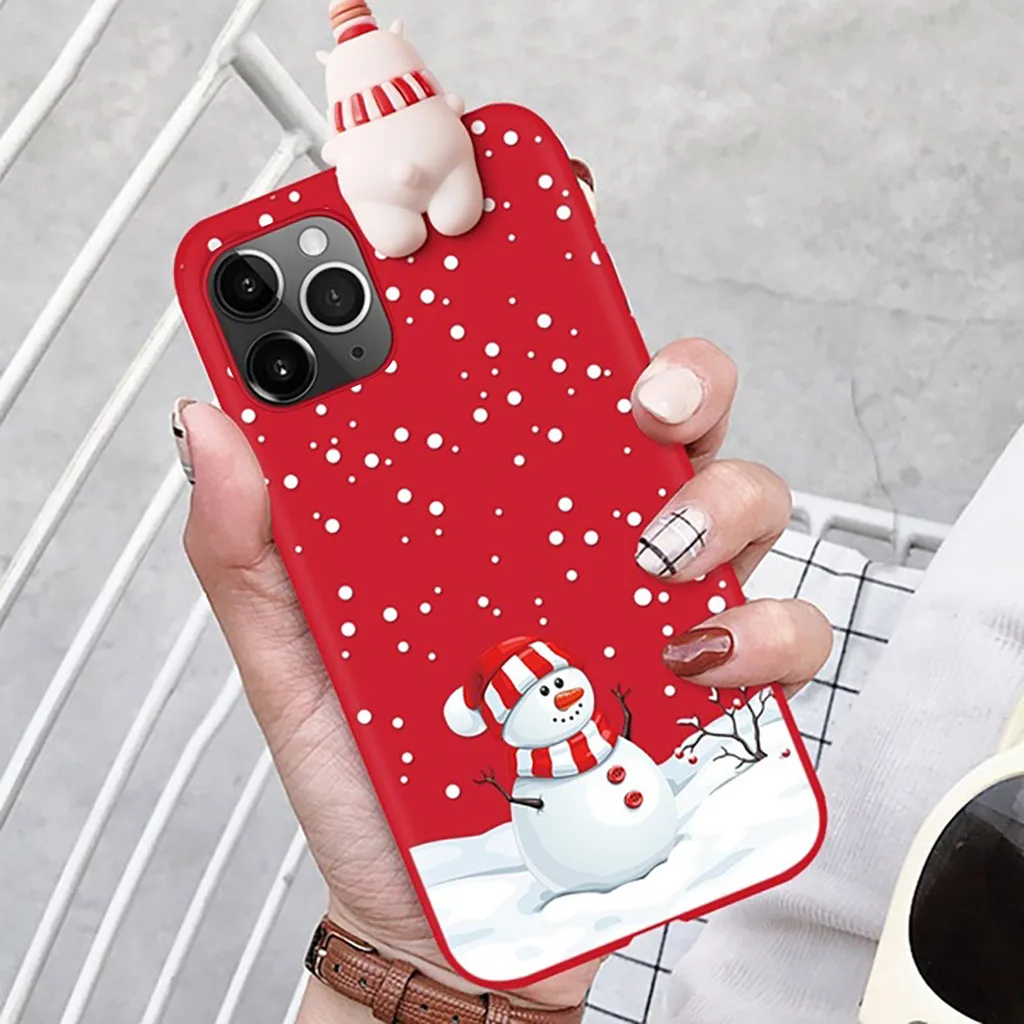 Рождественский чехол для iPhone 11 Pro Max XR X/XS MAX с 3D рисунком мультяшных животных