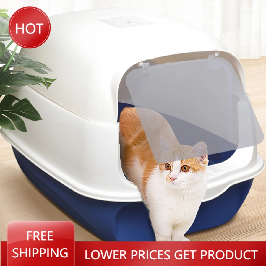 

Plastic Cat Litter Box Fully Enclosed Large Anti Splash Toilet Kitten Clean SandBox Bedpan Deodorizing Arenero Gato Pet Supplie