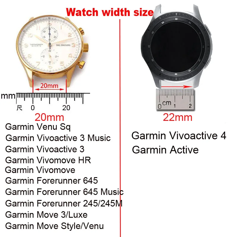 

Smart Watch Strap 20mm For Garmin Venu Sq Vivoactive 3 Music Vivomove HR Forerunner 645 245 245M Watchband Silicone Wristband