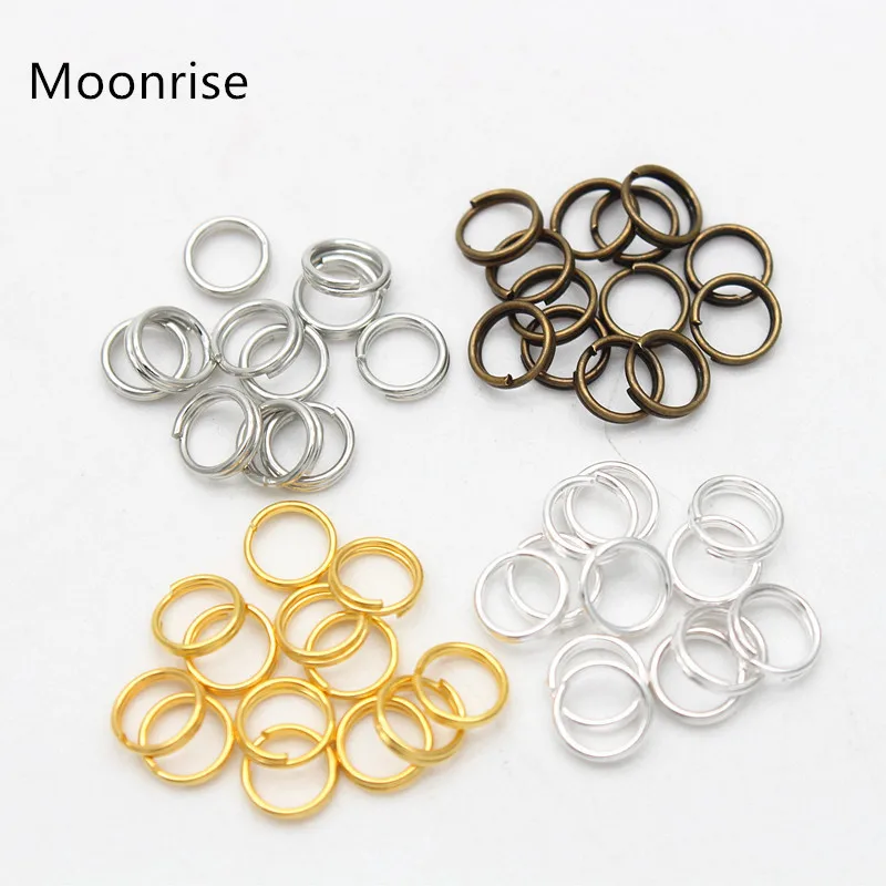 200pcs/lot 4 5 6 8 10mm Double Loops Jump Rings Silver Gold Color Split Rings Connectors For Jewelry Making DIY HK094
