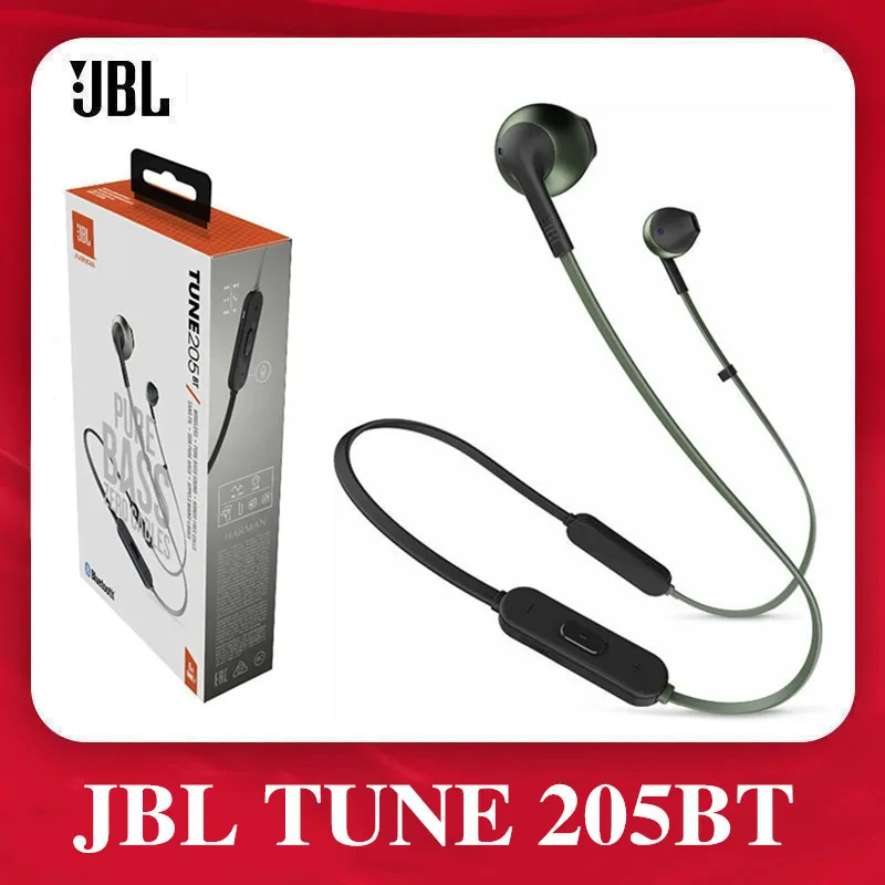 

JBL TUNE 205BT T205BT Wireless Bluetooth-Compatible Earphone Sports Pure Deep Bass Earbuds Gaming Music Headset Hands-free Calls