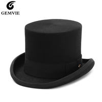 gemvie 5 4 inch 100 wool felt top hat for menwomen cylinder hat topper mad hatter party costume fedora magician hat new