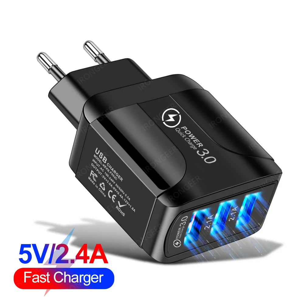 Портативное зарядное устройство Quick Charge 3 0 4 USB адаптер стандарта ЕС США для iphone 11
