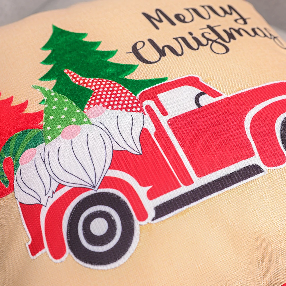 

2020 Christmas Decorations Flowers Red & Black Lattice Car Christmas Tree Pillowcase Square Pillowcase 49*49cm 100% Polyester 20