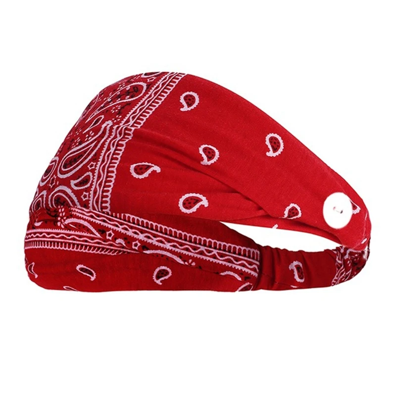 

Women Boho Headbands with Buttons for Face Mask Ear Protection Holder Elastic
