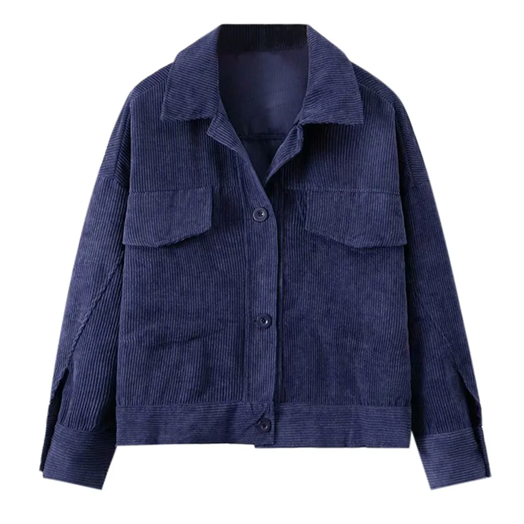 Женская бейсбольная Вельветовая куртка топ свободная рубашка с отворотом пальто