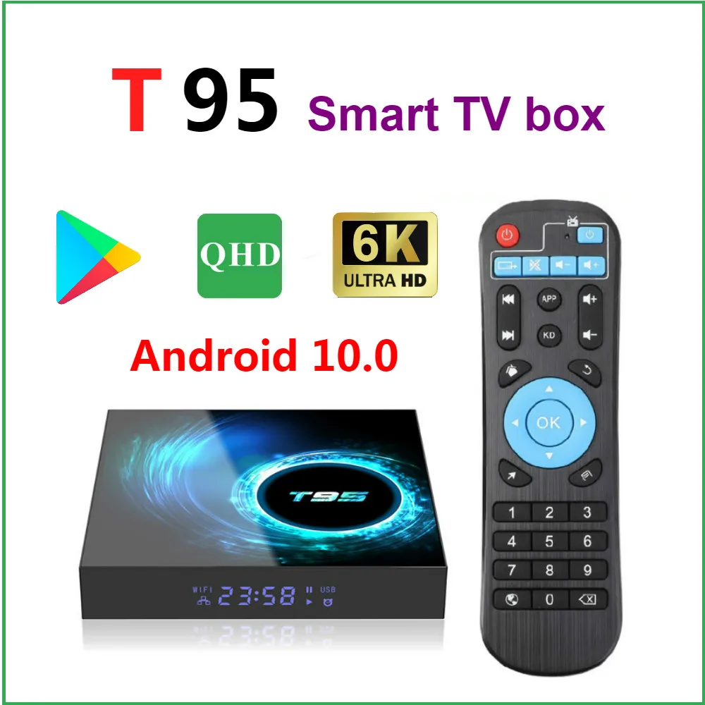 Оригинальный 6K T95 QHD TV Android 10 H616 четырехъядерный Netflix медиаплеер Lxtream code beyond H96 max smart