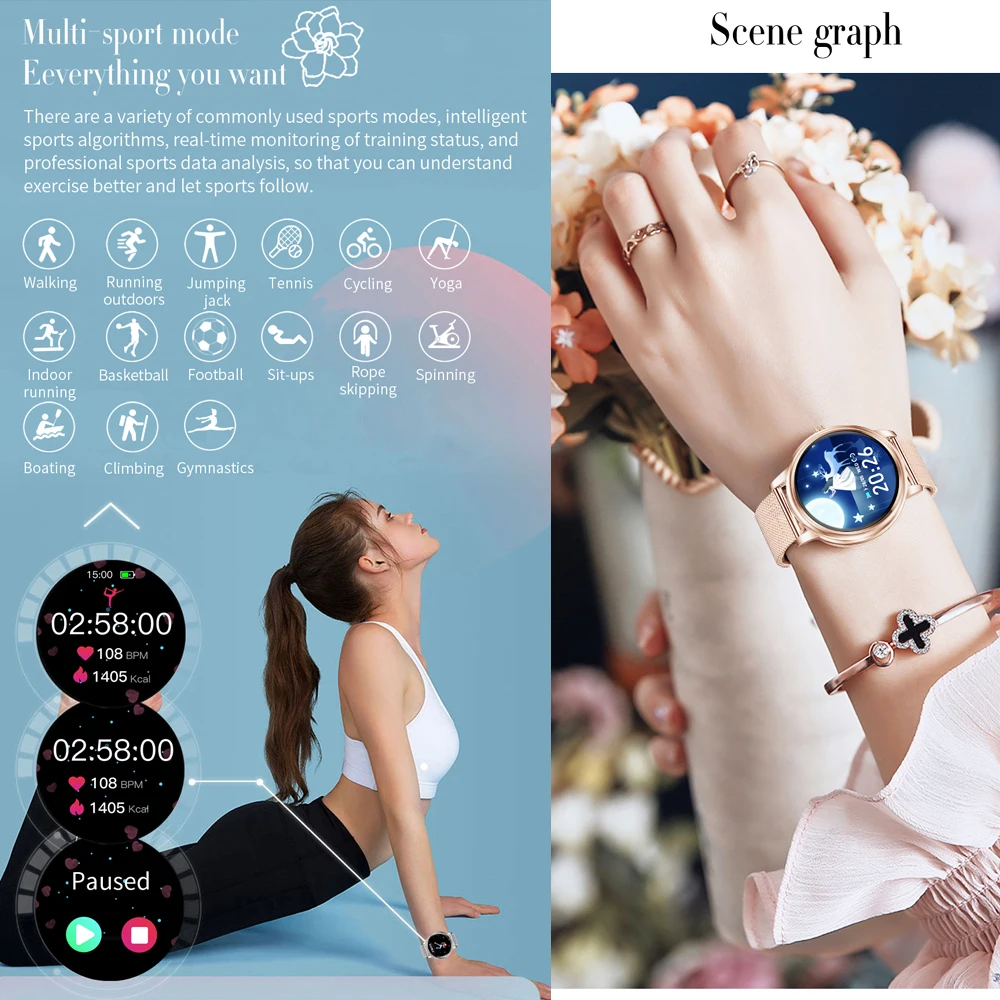 H2 Women Smart watch metal Sport Heart Rate Monitor IP67 Waterproof Fitness Pedometer Bracelet gift for girlfriend Smartwatches |