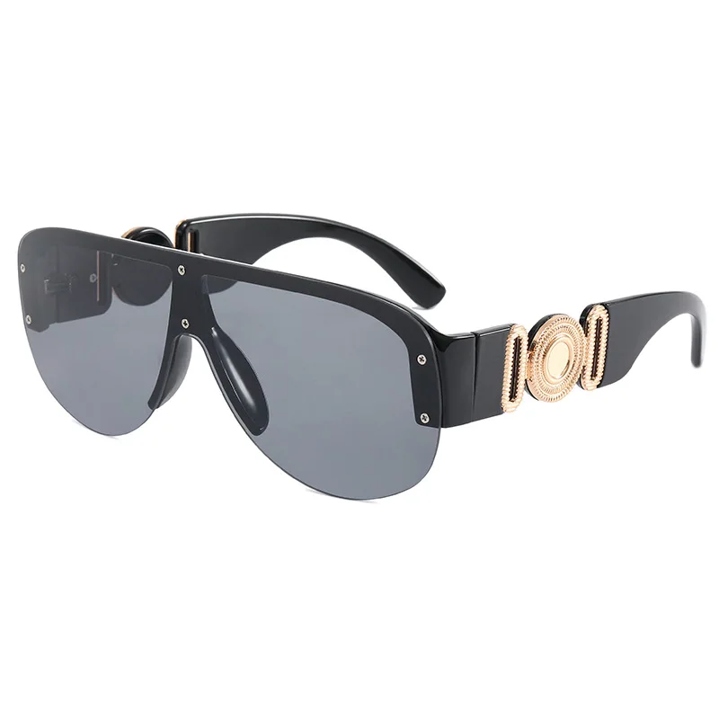

Oversized Shield Visor Rimless Sunglasses Women Men Windproof Sun Glasses One Peice Big Frame Goggles Shades Sport UV400 Oculos