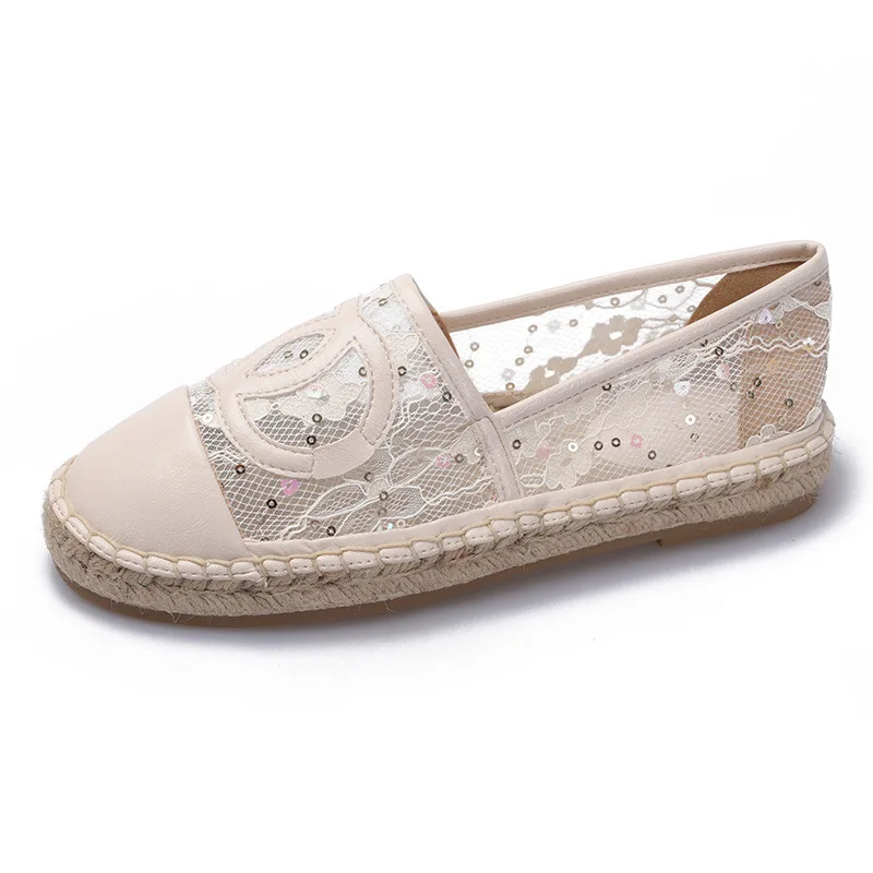 

Women's Shoes Sequined Mesh Breathable Fisherman Shoes Zapatos De Mujer Female Flat Toe Cap Sandals Chaussures De Femme