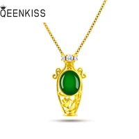 qeenkiss nc5110 fine jewelry wholesale fashion woman mother birthday wedding gift vintage vase zircon 24kt gold pendant necklace
