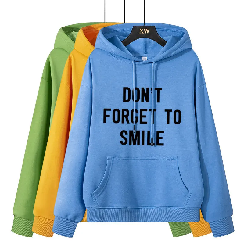 

2021Autumn and Winter New Pullover Women's Hooded Sweater Tide Loose Long-sleeved Round Neck English Printing Coat Thin Sweater