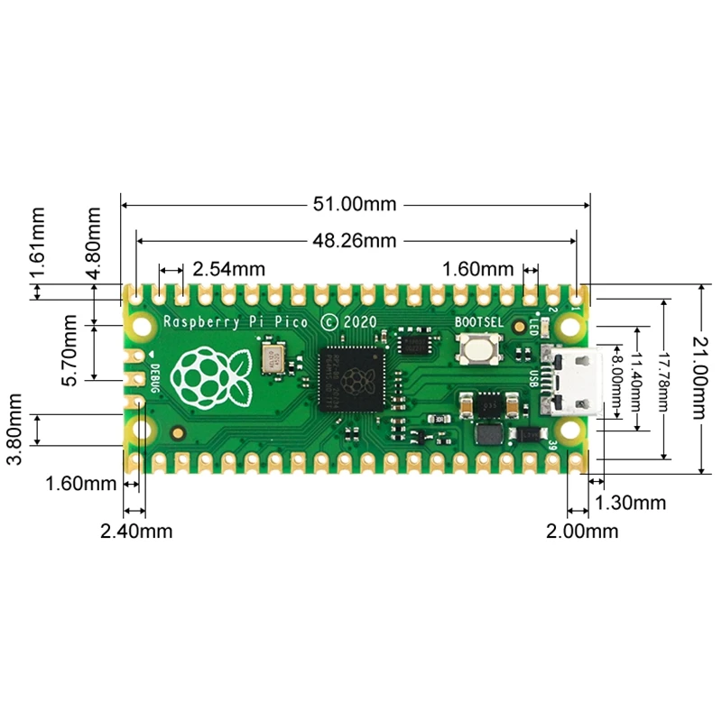 Для Raspberry Pi Pico Board RP2040 микроконтроллер чип Двухъядерный Arm Cortex M0 + процессор